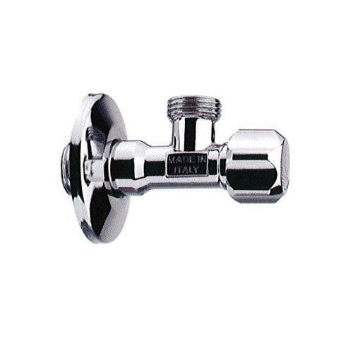 1/2" x 1/2" angle valve with chrome ring, ABS handle